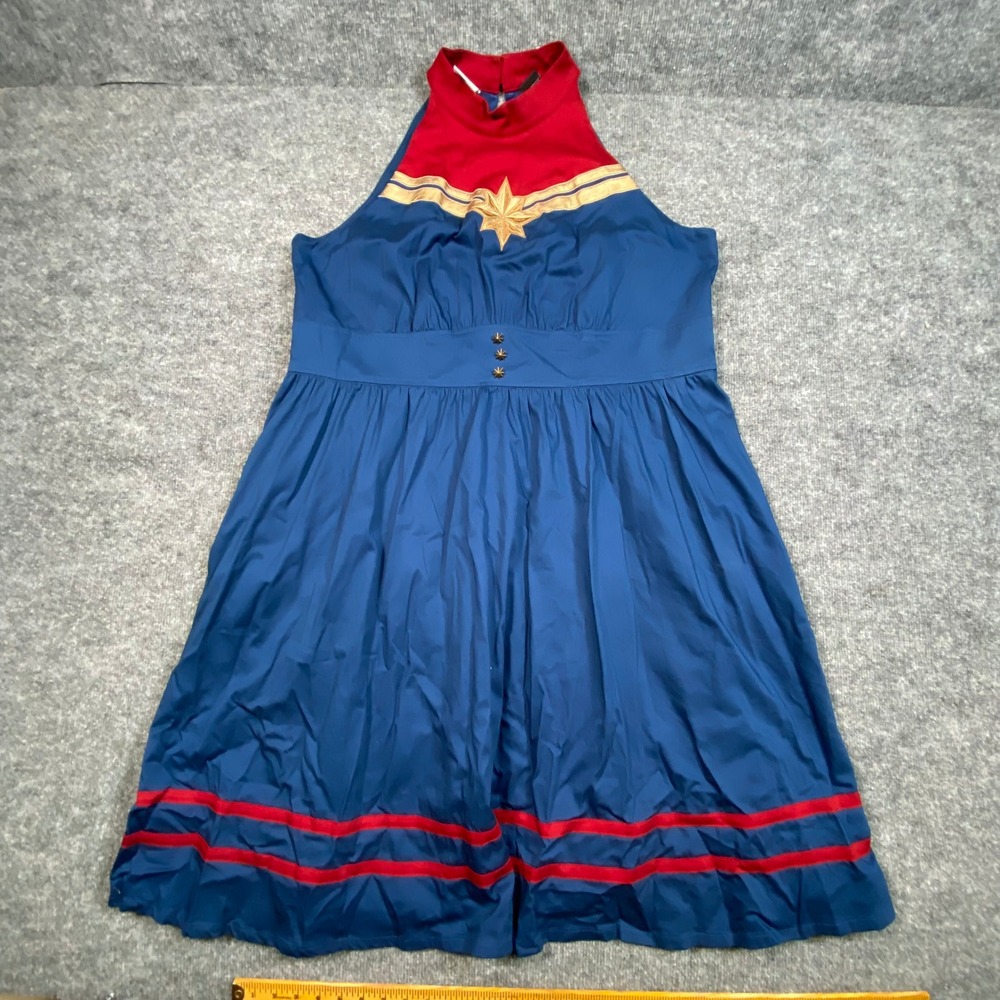 Her Universe Disney Parks Captain Marvel Dress Blue Red Gold Plus Size 3X